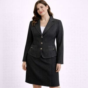 GYYZ Italian Structured Skirt Suit Black 38